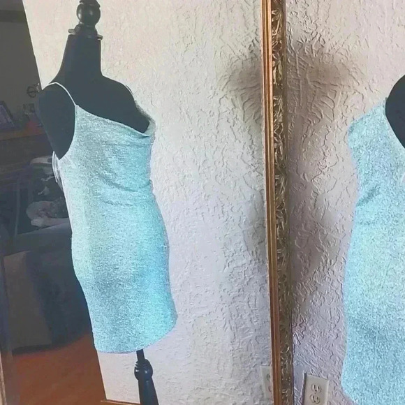 Susana Monaco Sequin cowl neck dress in mint creme Revolve.nwot. - Picture 2 of 9